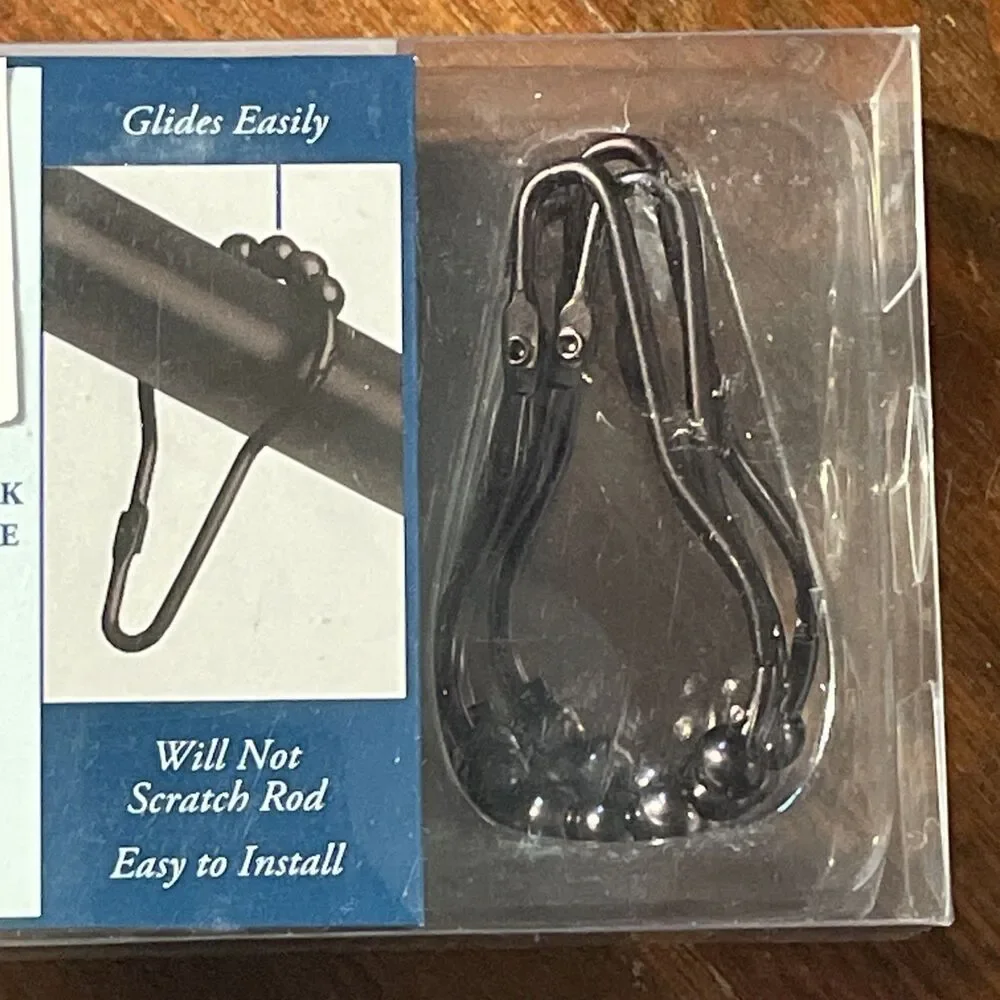 HInged Glide Hooks Oil Rubbed Bronze Set of 12 Shower Hooks NTW